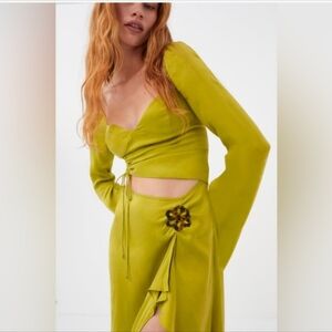 FOR LOVE AND LEMONS Allie Green Long Sleeve Dress